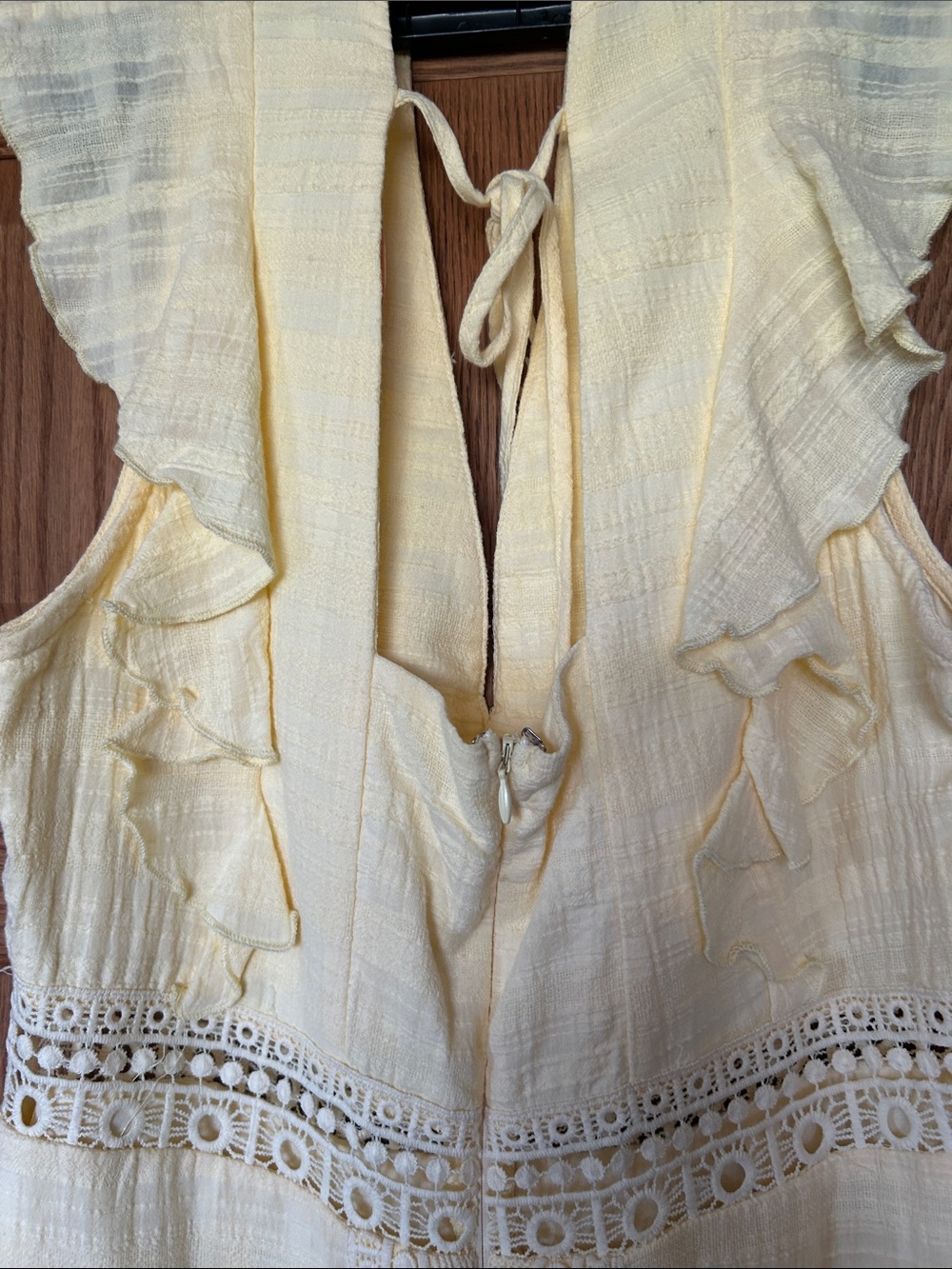Yellow Ruffle Lace-Detail Mini Dress - Picture 5 of 7